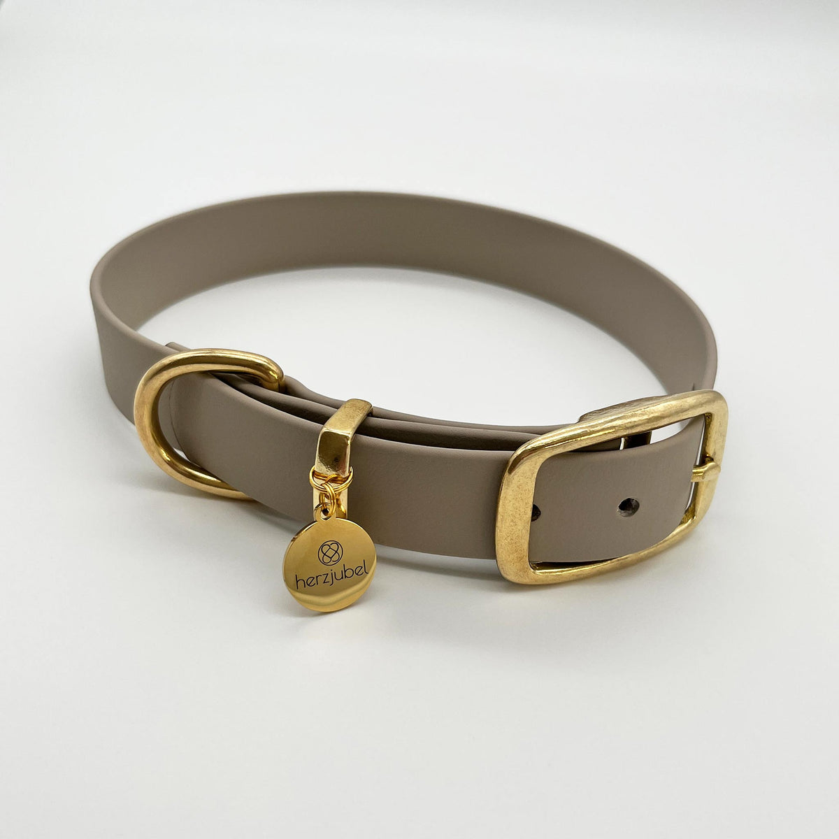 herzjubel Hundehalsband Biothane taupe ⋙SOFT ELEGANCE WALKIE⋘
