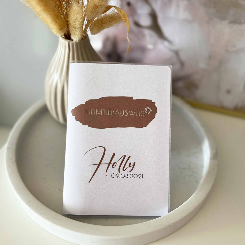herzjubel Schutzhülle für EU Heimtierausweis/Impfpass ⋙PAW⋘ beigebraun