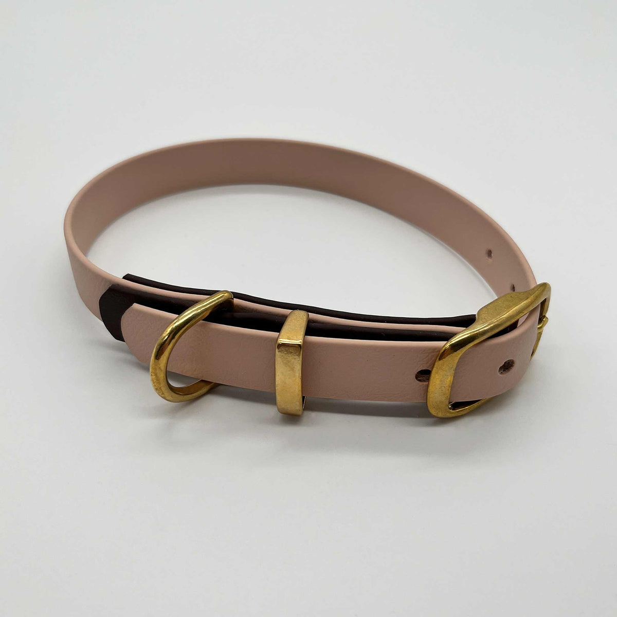 Hundehalsband Biothane puderbeige/dunkelbraun - Sofortkauf