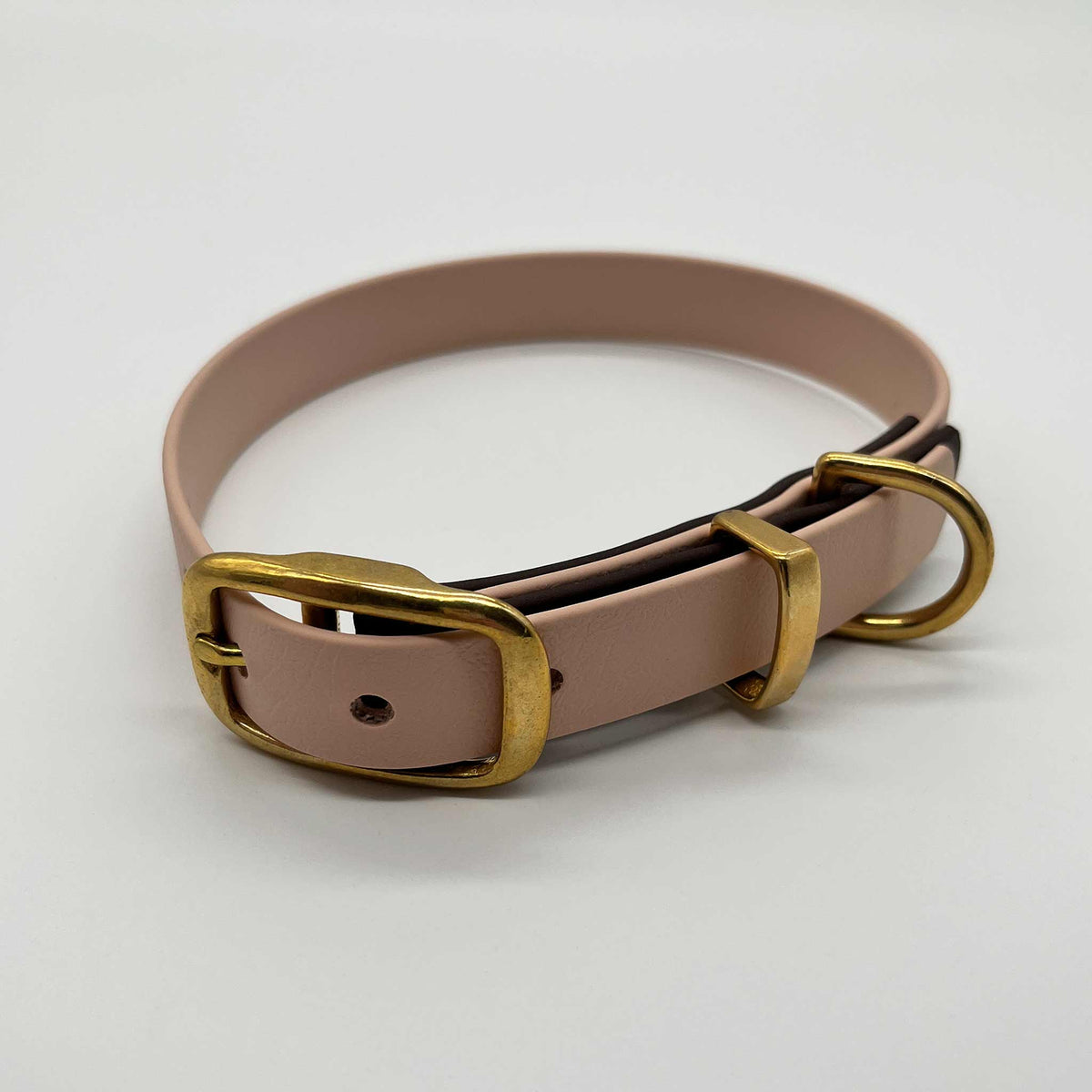 Hundehalsband Biothane puderbeige/dunkelbraun - Sofortkauf