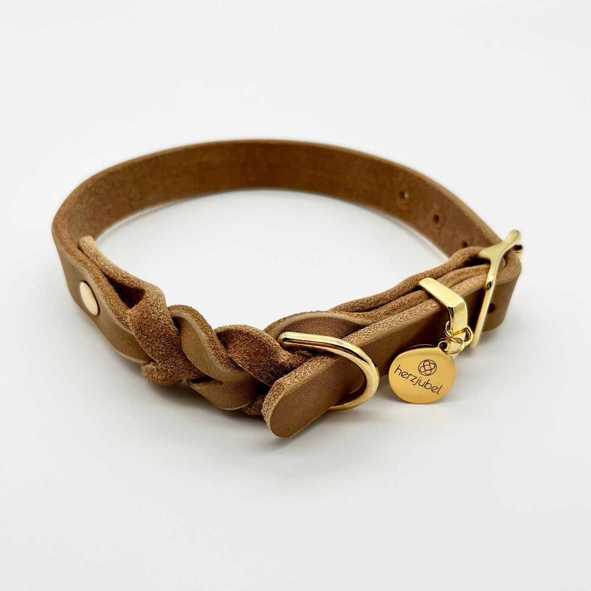 herzjubel Hundehalsband Fettleder beigebraun ⋙PURE LOVE WALKIE⋘