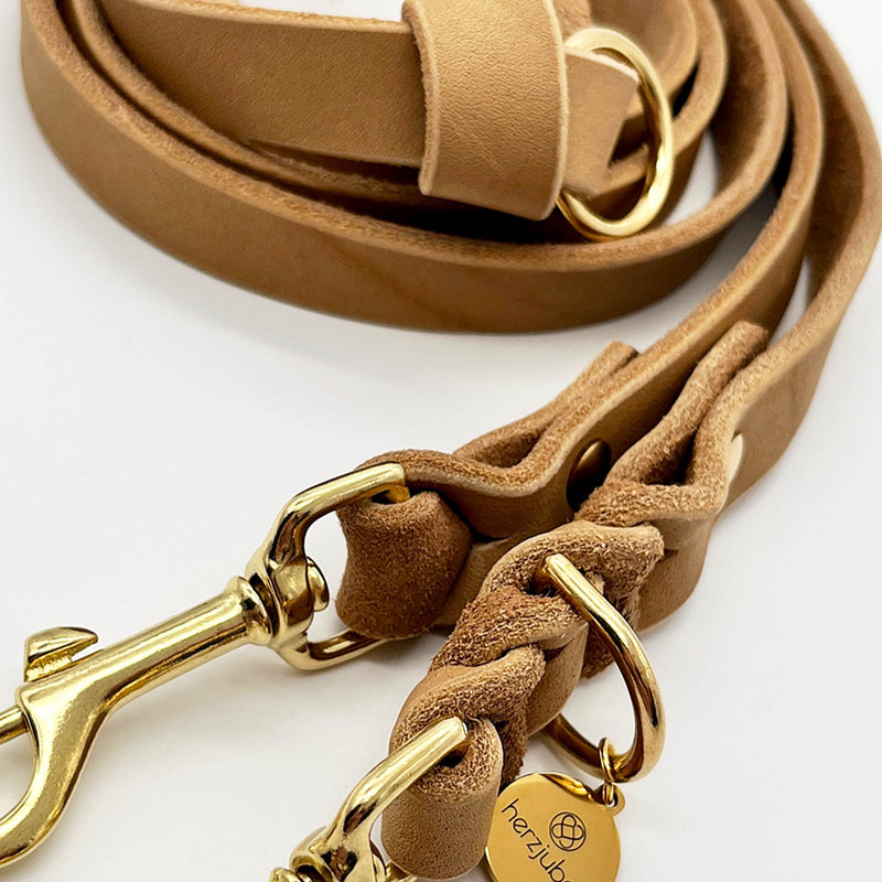 herzjubel Hundeleine Fettleder beigebraun ⋙PURE LOVE WALKIE⋘ Details