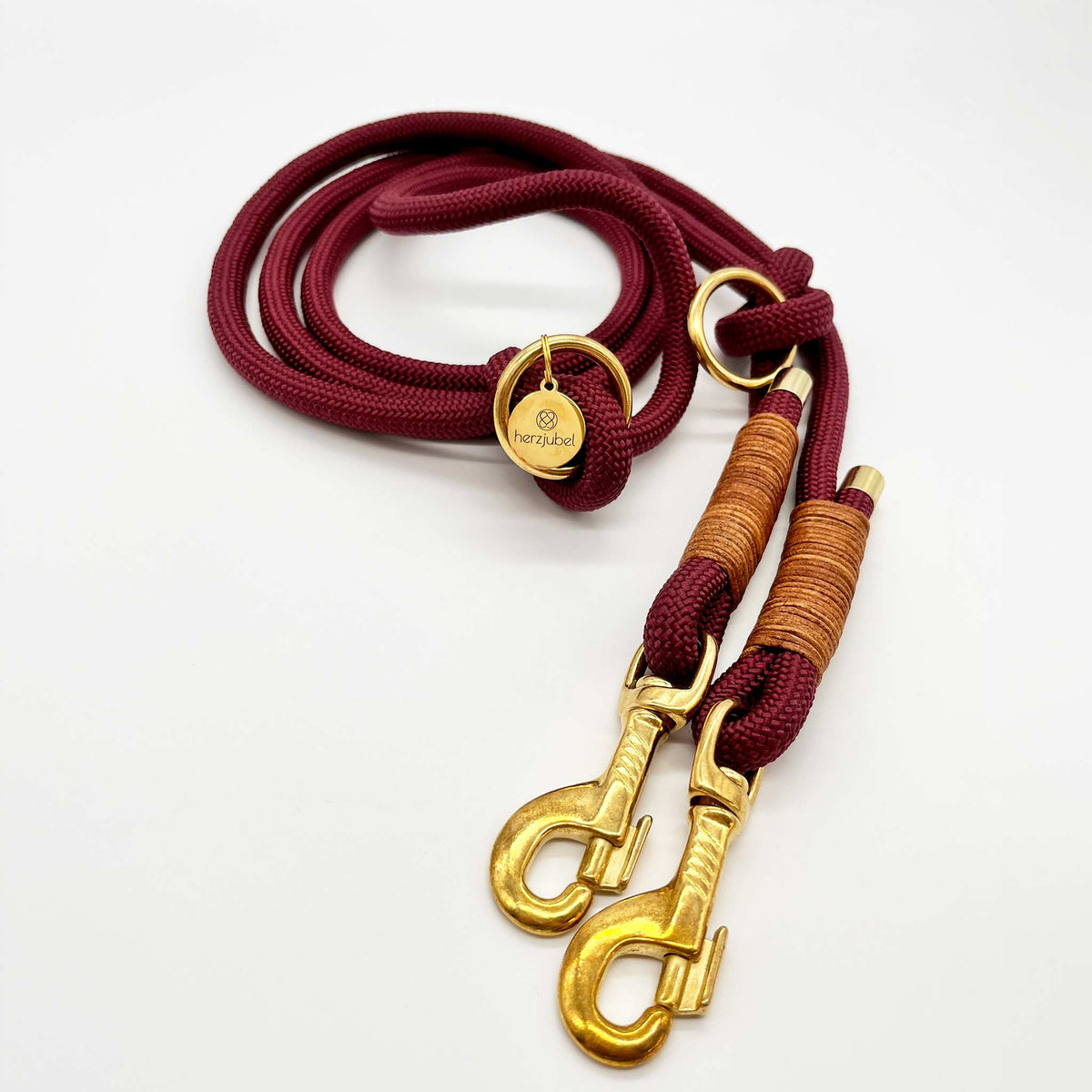 herzjubel Hundeleine Seil burgundyrot/cognac ⋙AUTUMN GLOW WALKIE⋘