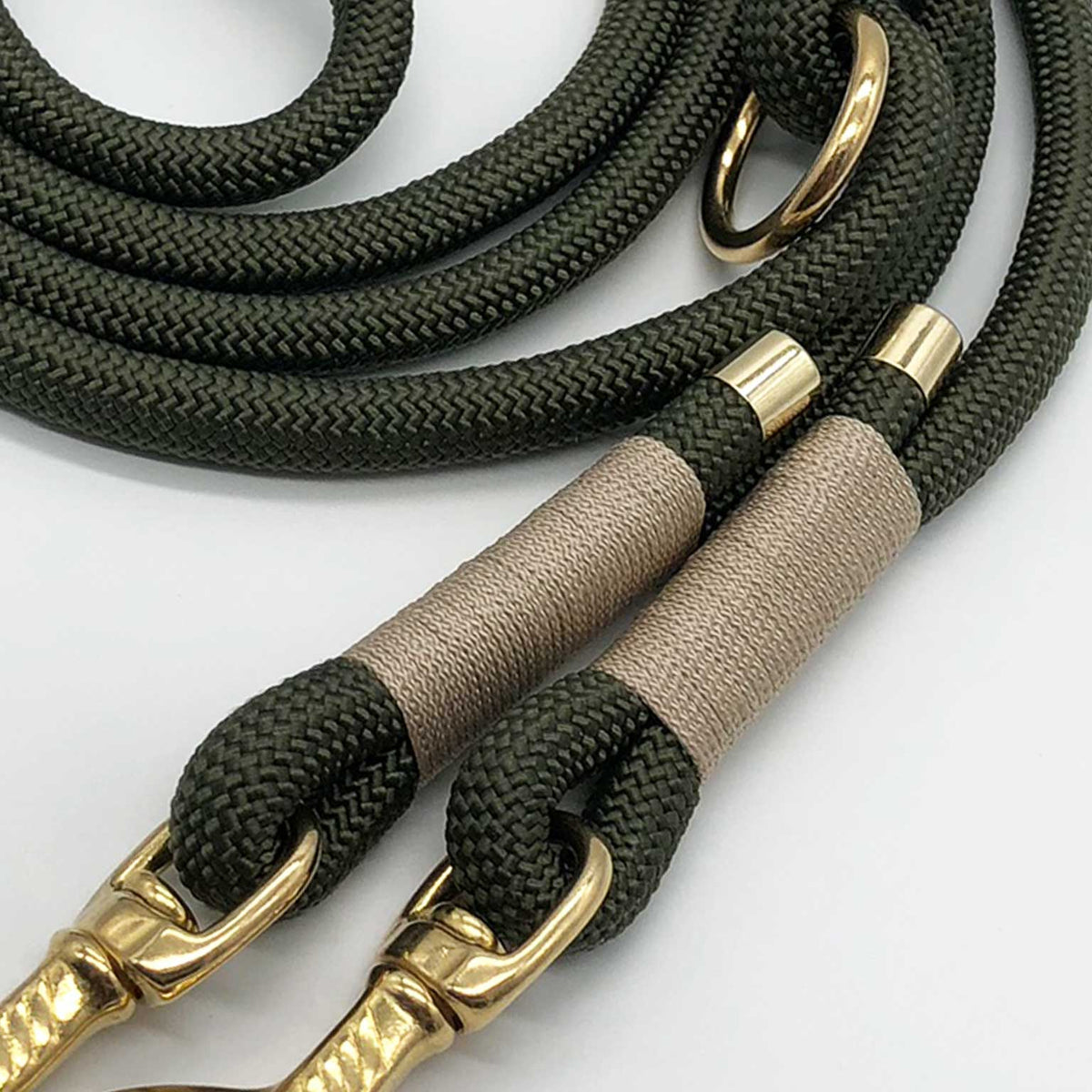 herzjubel Hundeleine Seil ⋙CITY WALKIE⋘ olive/beige/gold Details