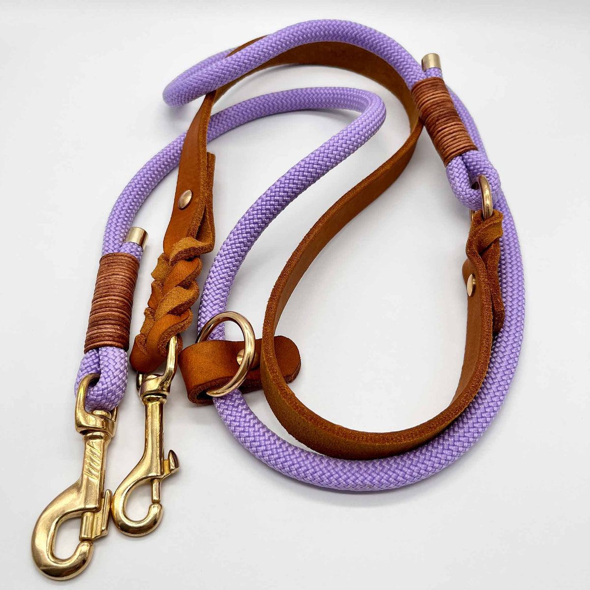 Hundeleine Komfort Leder x Seil lilac/cognac ⋙GOOD MOOD WALKIE⋘