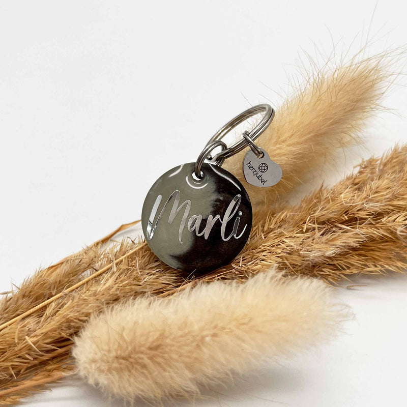 herzjubel Hundemarke ⋙CAPPUCCINO CHARM⋘ Personalisierungsbeispiel silber