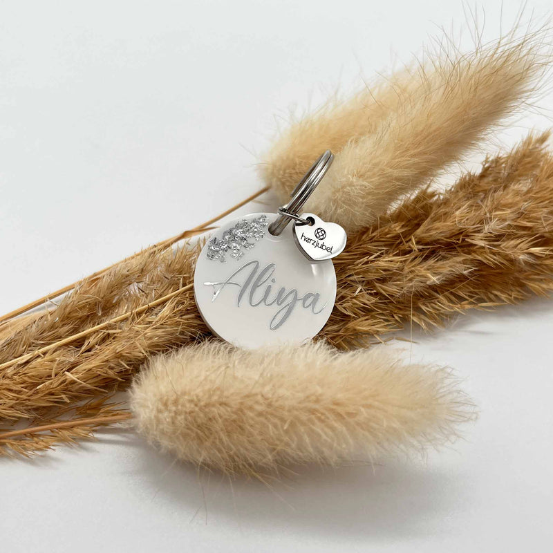 herzjubel Hundemarke ⋙WHITE ELEGANCE⋘ Personalisierungsbeispiel silber