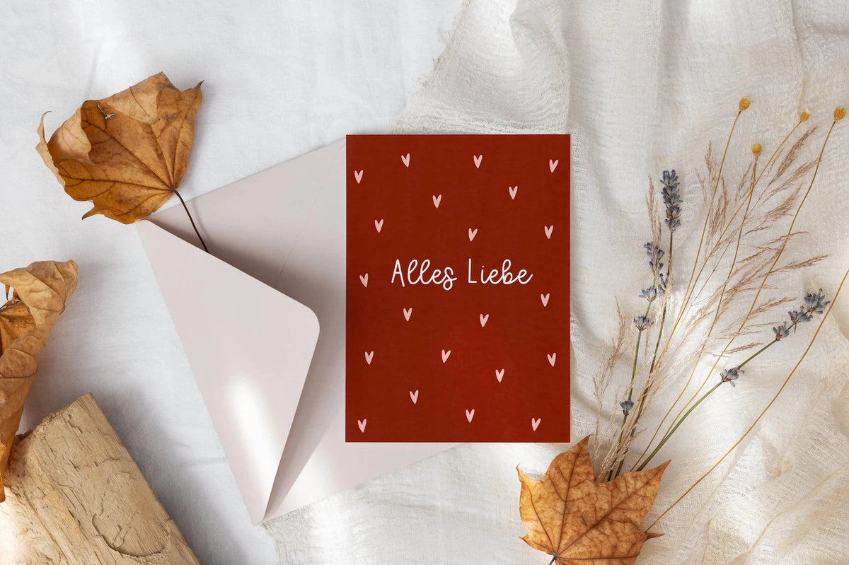Postkarte Herzen ⋙ALLES LIEBE ⋘