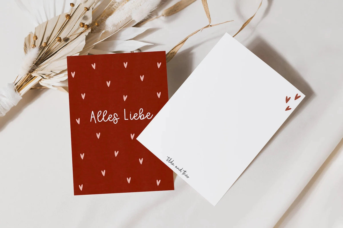 Postkarte Herzen ⋙ALLES LIEBE ⋘