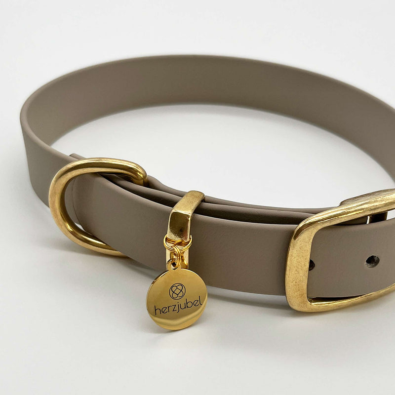 herzjubel Hundehalsband Biothane taupe ⋙SOFT ELEGANCE WALKIE⋘