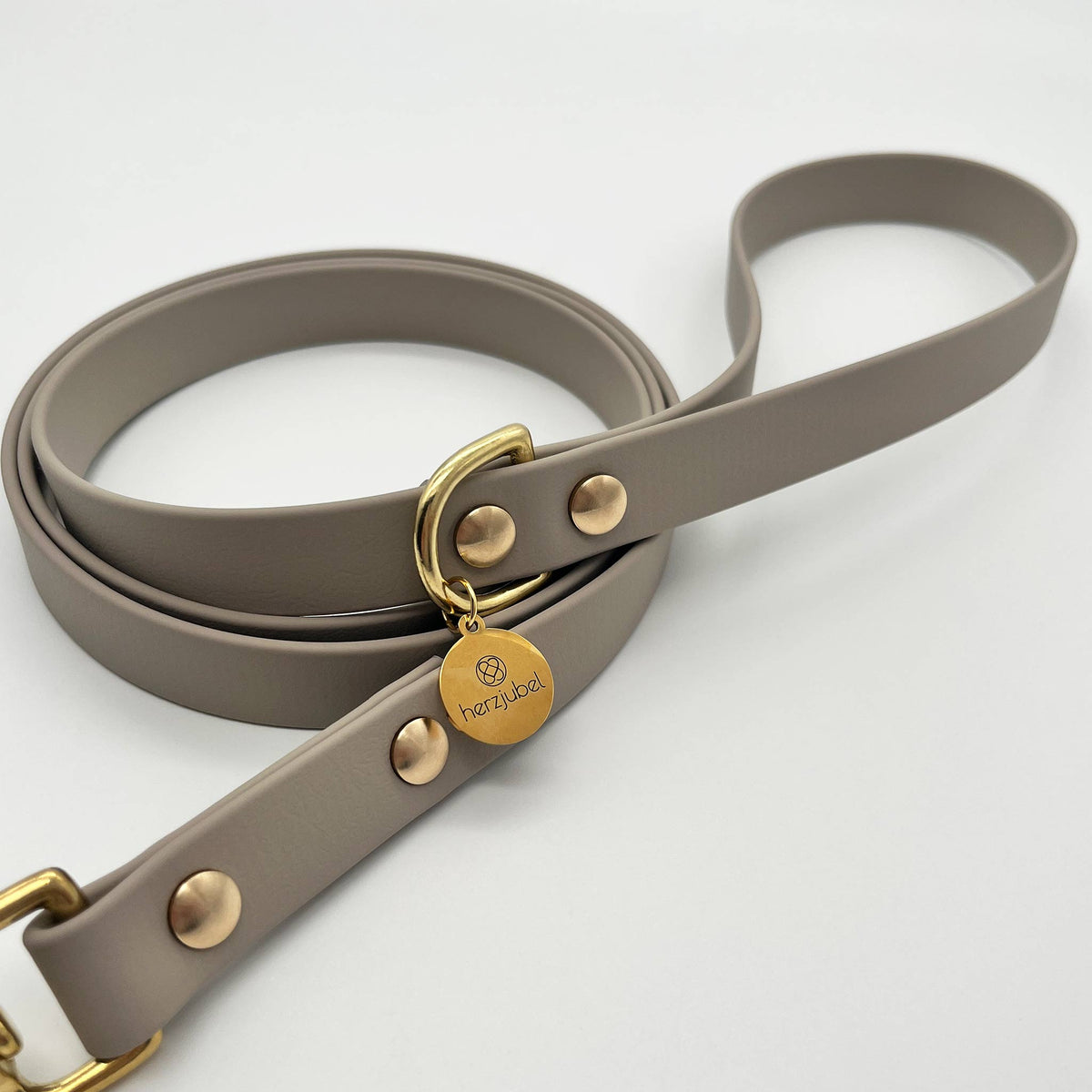 herzjubel Hundeleine Komfort Biothane taupe ⋙SOFT ELEGANCE WALKIE⋘ Handschlaufe