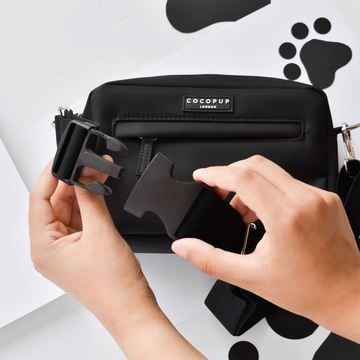 Bauchgurt schwarz für COCOPUP LONDON Gassitasche