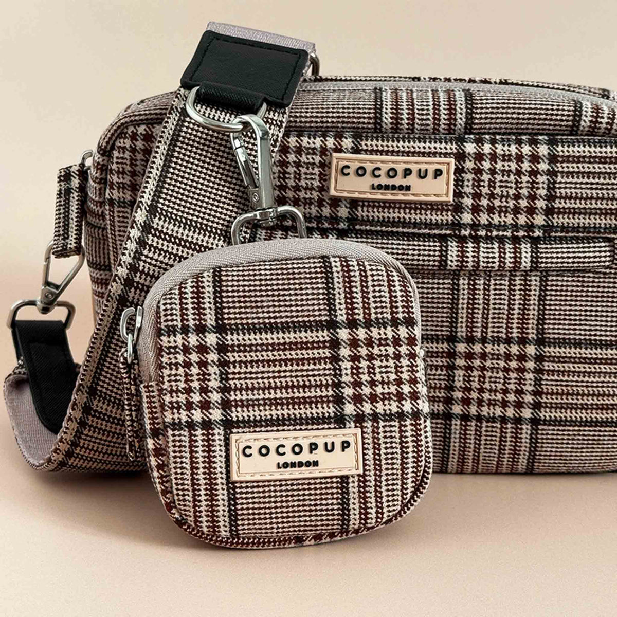 COCOPOP LONDON Gassitasche pup plaid (beigebraun) Tweed Edition