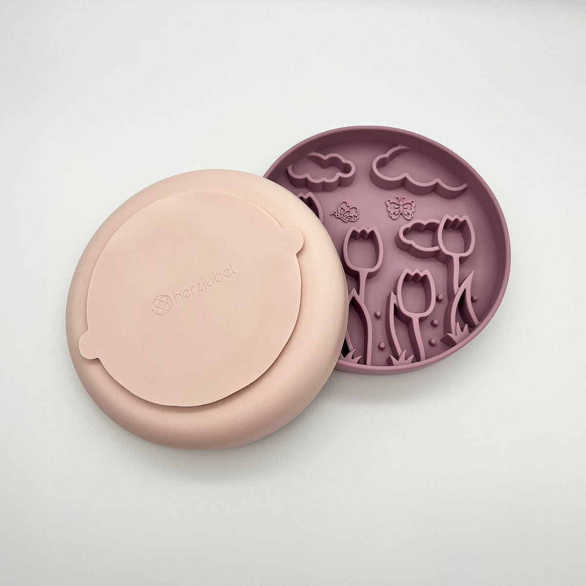 Hunde-Schleckmatte puderrosa ⋙BLOOM⋘ großer Saugnapf Rückseite