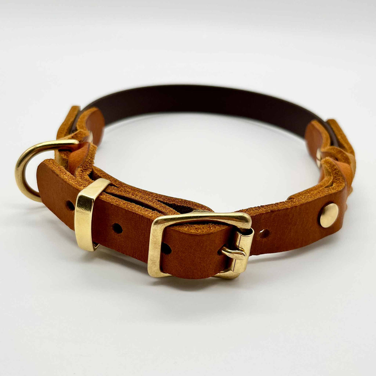 herzjubel Hundehalsband Biothane x Leder dunkelbraun/cognac ⋙NATURE´S HARMONY WALKIE⋘