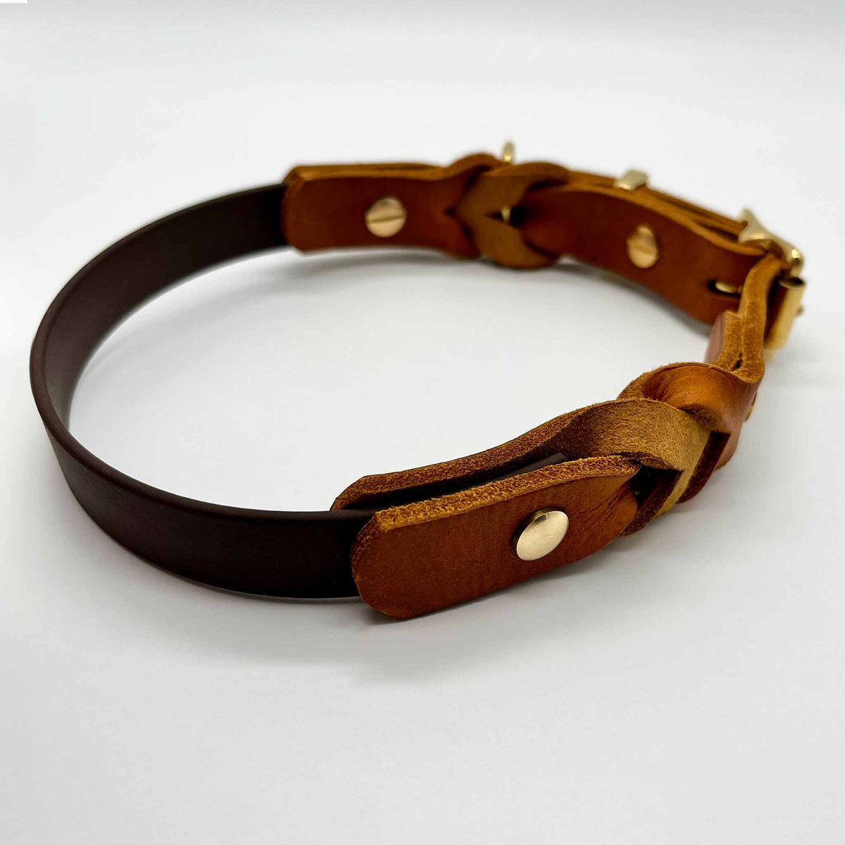 herzjubel Hundehalsband Biothane x Leder dunkelbraun/cognac ⋙NATURE´S HARMONY WALKIE⋘