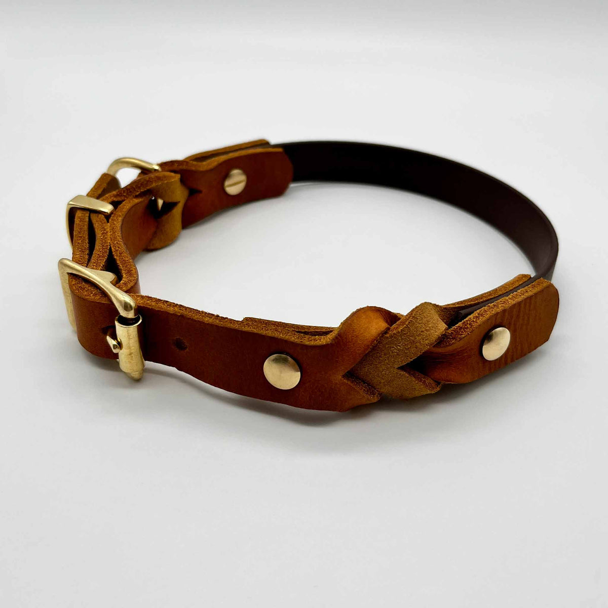 herzjubel Hundehalsband Biothane x Leder dunkelbraun/cognac ⋙NATURE´S HARMONY WALKIE⋘