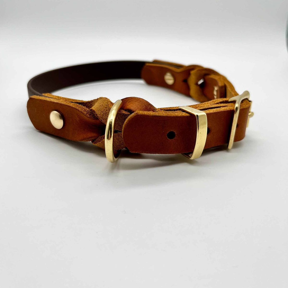 herzjubel Hundehalsband Biothane x Leder dunkelbraun/cognac ⋙NATURE´S HARMONY WALKIE⋘