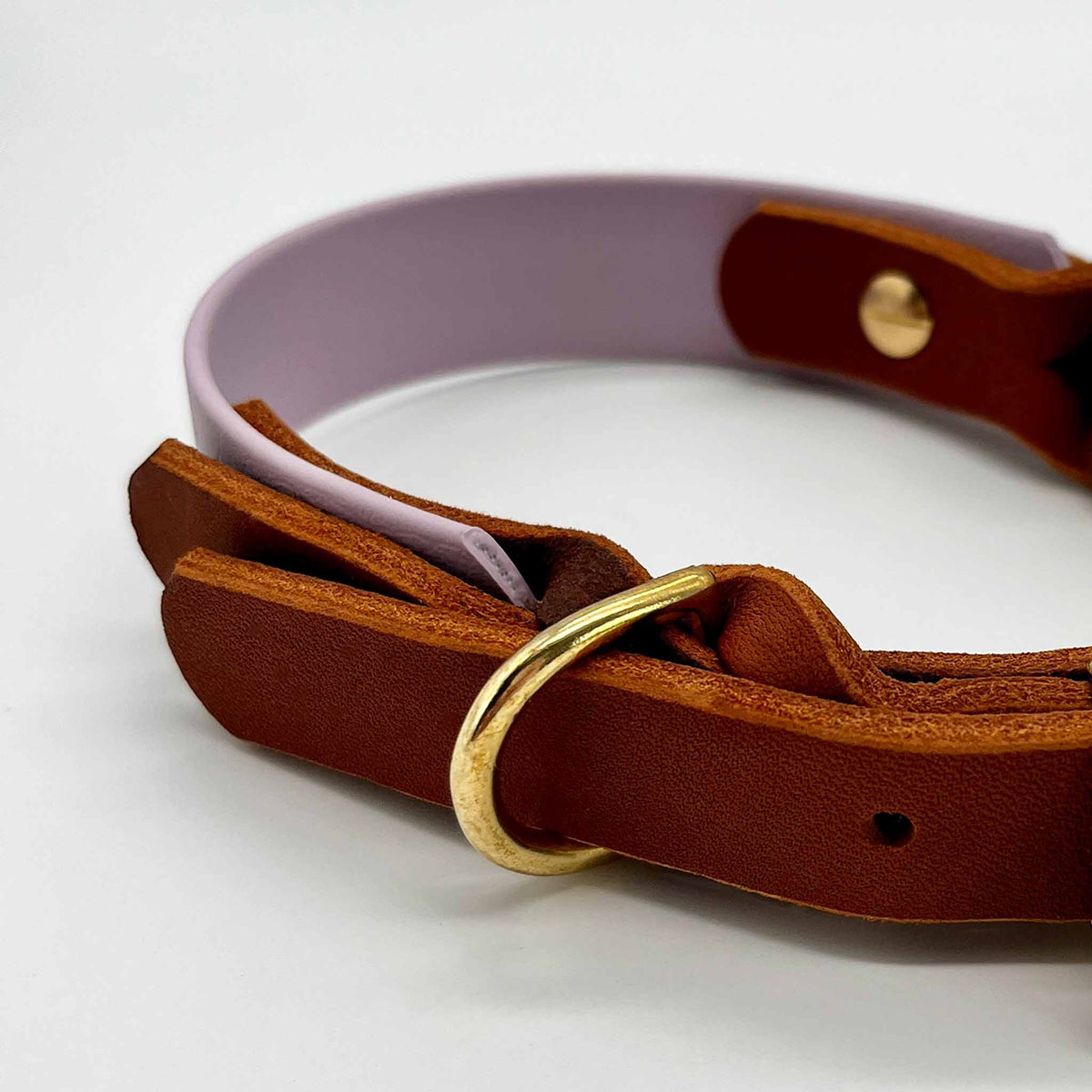 Hundehalsband Biothane x Leder lilac/cognac ⋙LILAC MAGIC WALKIE⋘