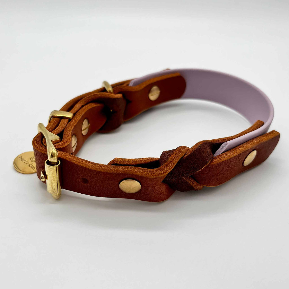 Hundehalsband Biothane x Leder lilac/cognac ⋙LILAC MAGIC WALKIE⋘