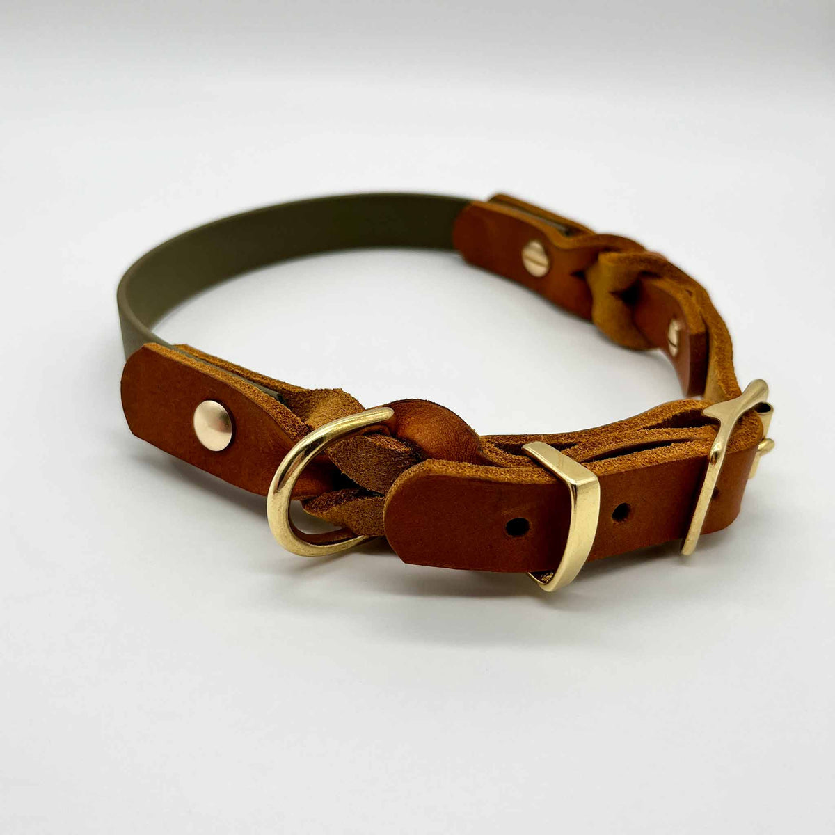 herzjubel Hundehalsband Biothane x Leder olive/cognac ⋙NATURE´S HARMONY WALKIE⋘