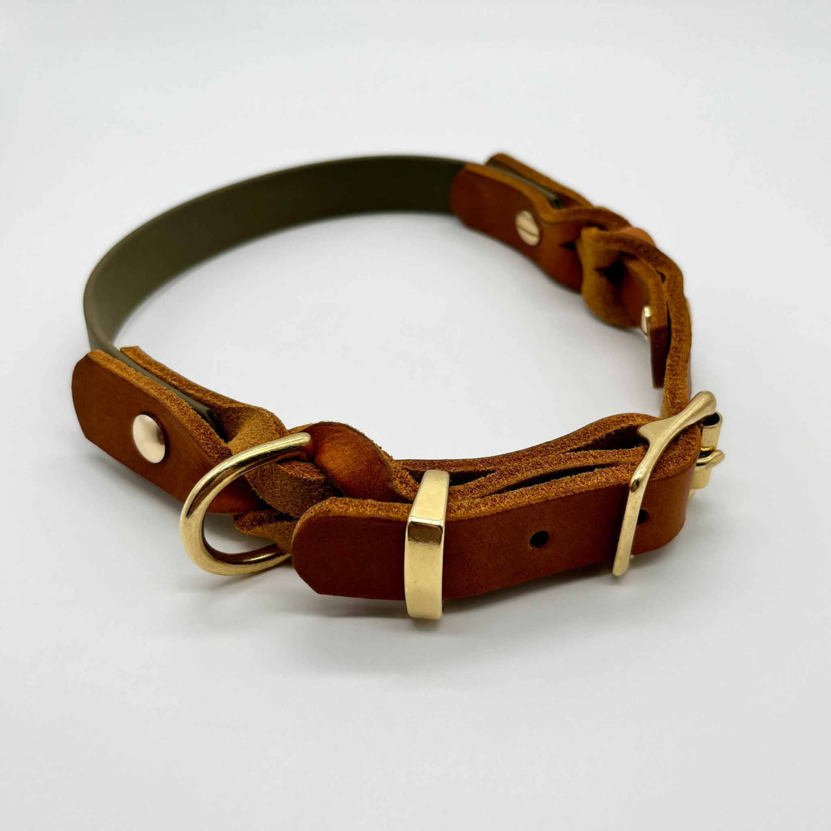 herzjubel Hundehalsband Biothane x Leder olive/cognac ⋙NATURE´S HARMONY WALKIE⋘