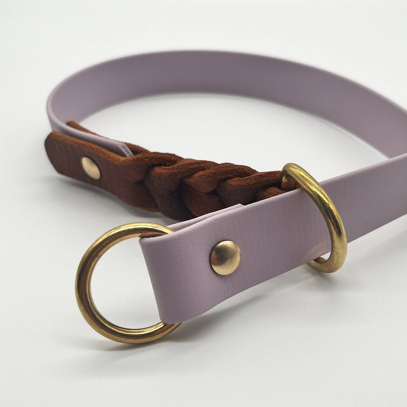 herzjubel Zugstopp Biothane x Leder lilac/cognac ⋙LILAC MAGIC WALKIE⋘ Details