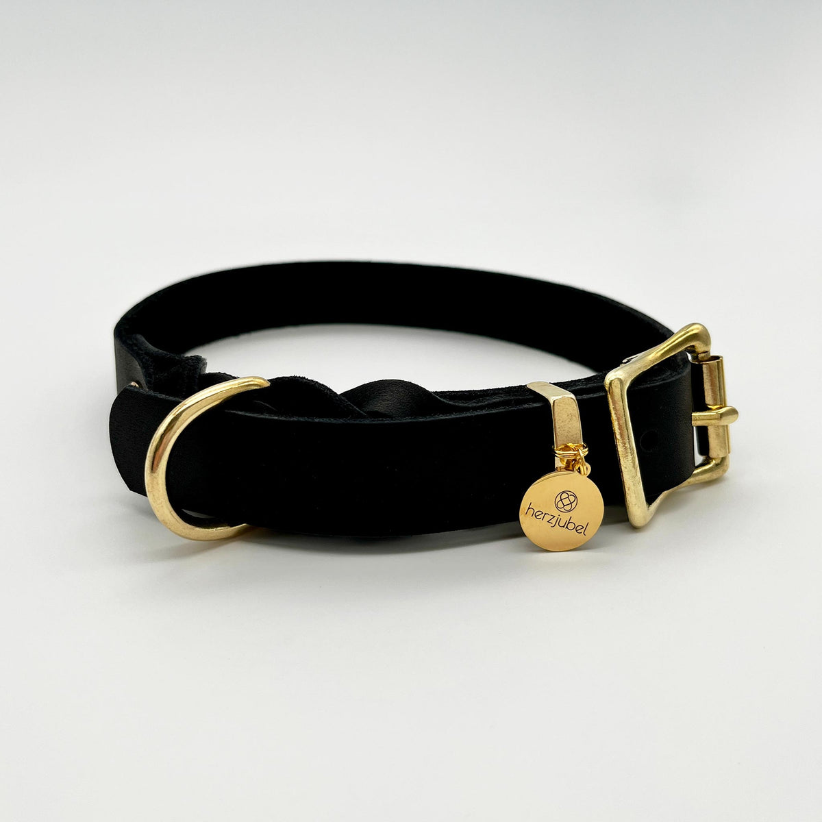 herzjubel Fettleder Halsband ⋙ALL BLACK WALKIE⋘ 