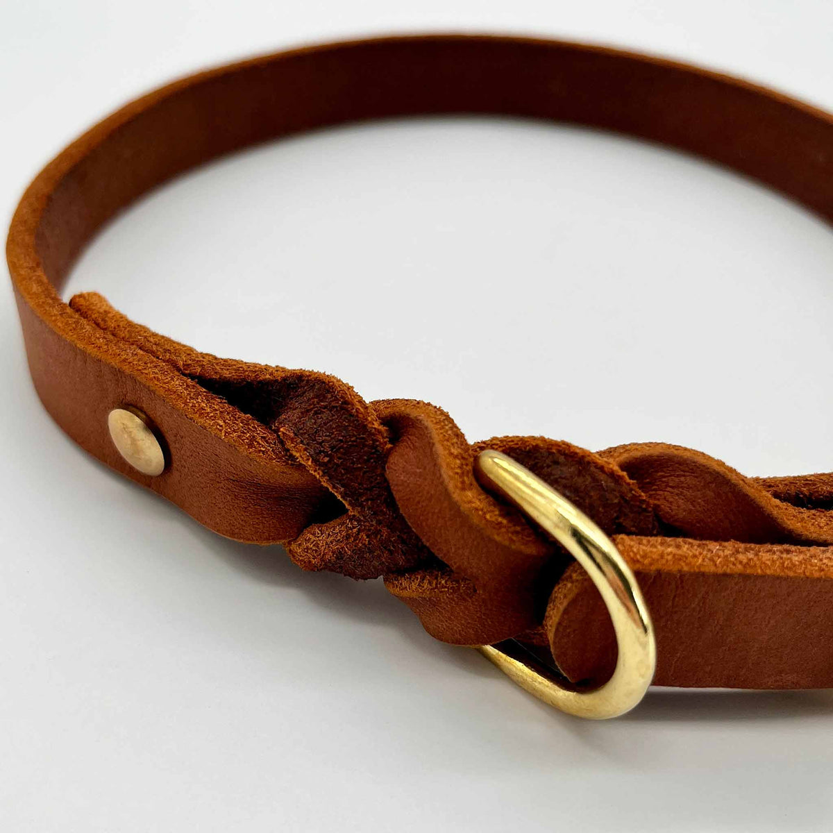 herzjubel Hundehalsband Fettleder cognac ⋙CLASSIC WALKIE⋘ Details