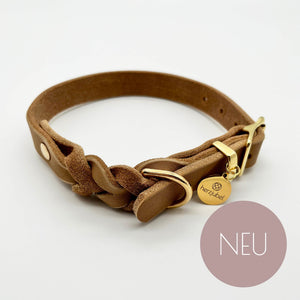 NEU herzjubel Hundehalsband Fettleder beigebraun ⋙PURE LOVE WALKIE⋘