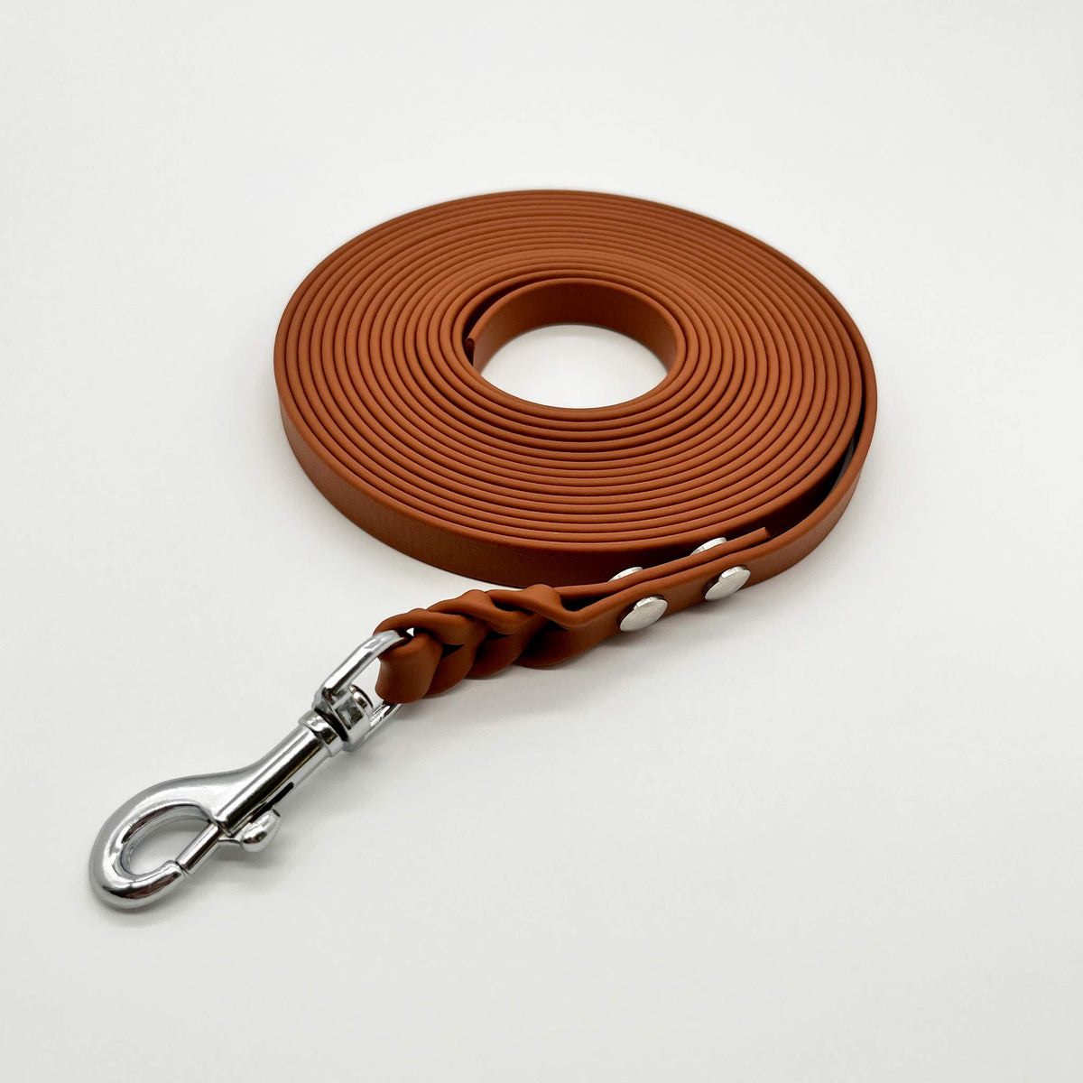 herzjubel Schleppleine Biothane ⋙JOY⋘ in cognacbraun/silber offenes Ende