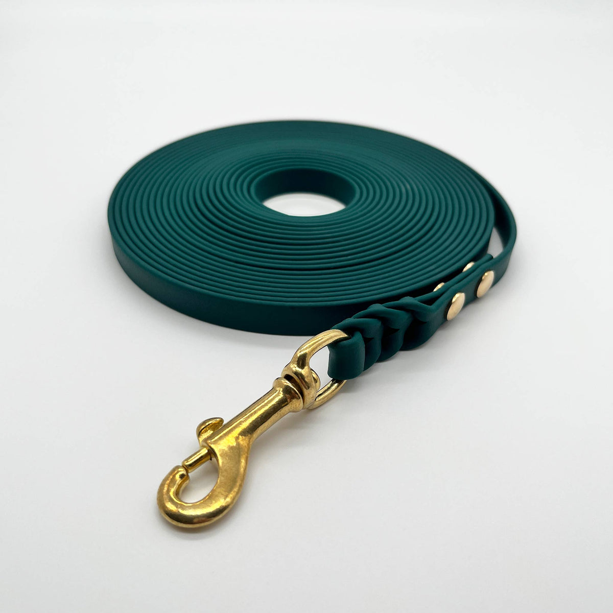 herzjubel Schleppleine Biothane ⋙JOY⋘ in dunkelgrün/gold offenes Ende