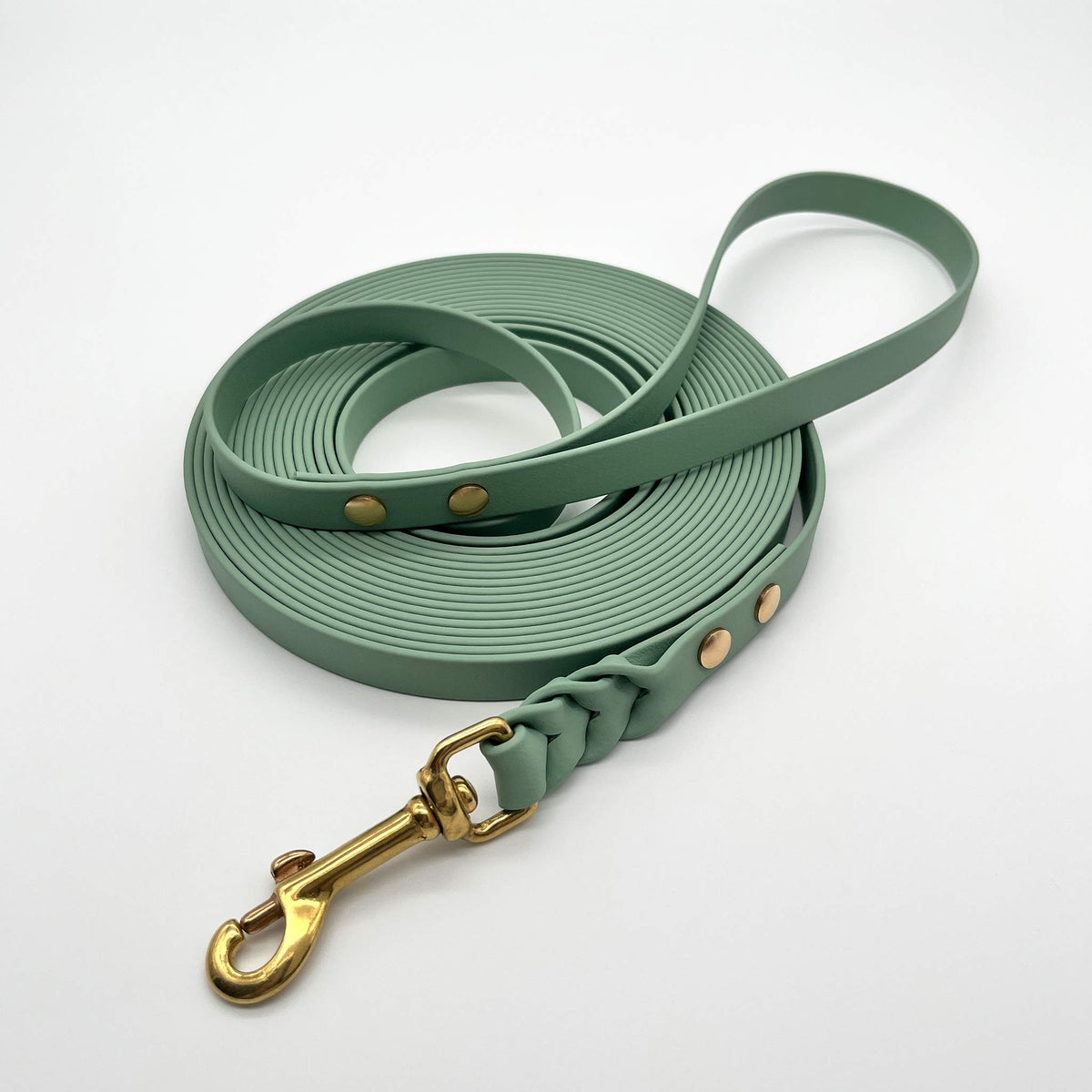 herzjubel Schleppleine Biothane ⋙JOY⋘ in sage/gold mit Handschlaufe