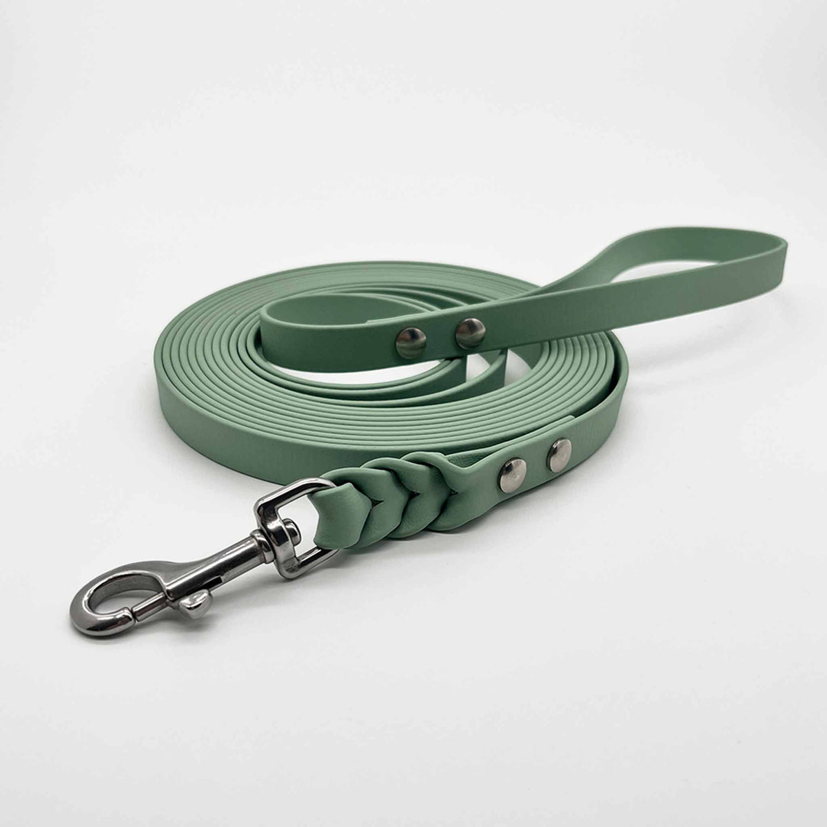 herzjubel Schleppleine Biothane ⋙JOY⋘ in sage/silber mit Handschlaufe