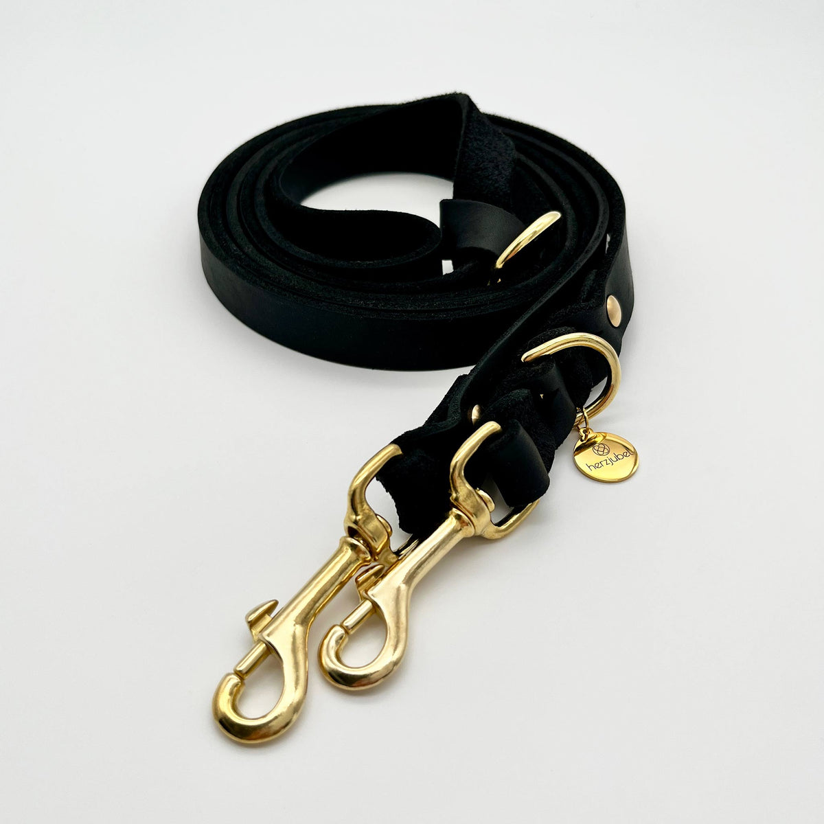 herzjubel Fettleder Hundeleine ⋙ALL BLACK WALKIE⋘