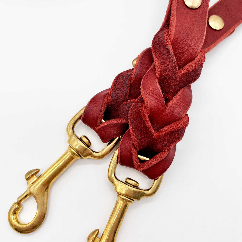 herzjubel Hundeleine Komfort Leder ⋙CLASSIC WALKIE⋘ rostrot/gold Details
