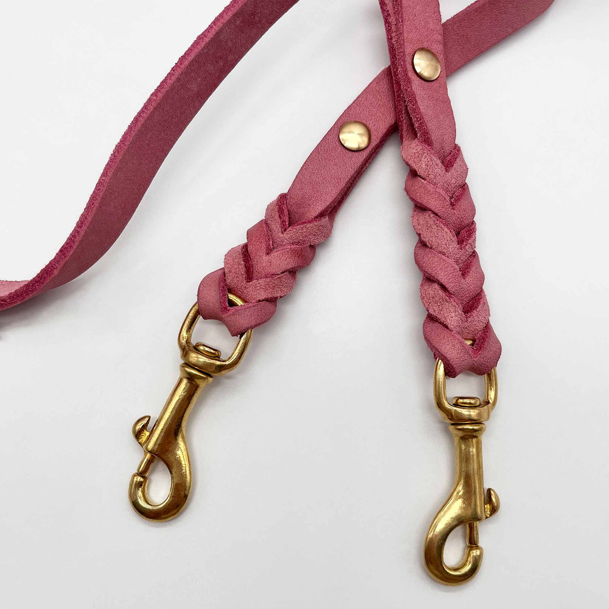 herzjubel Hundeleine Komfort Leder ⋙CLASSIC WALKIE⋘ rosa/gold Details
