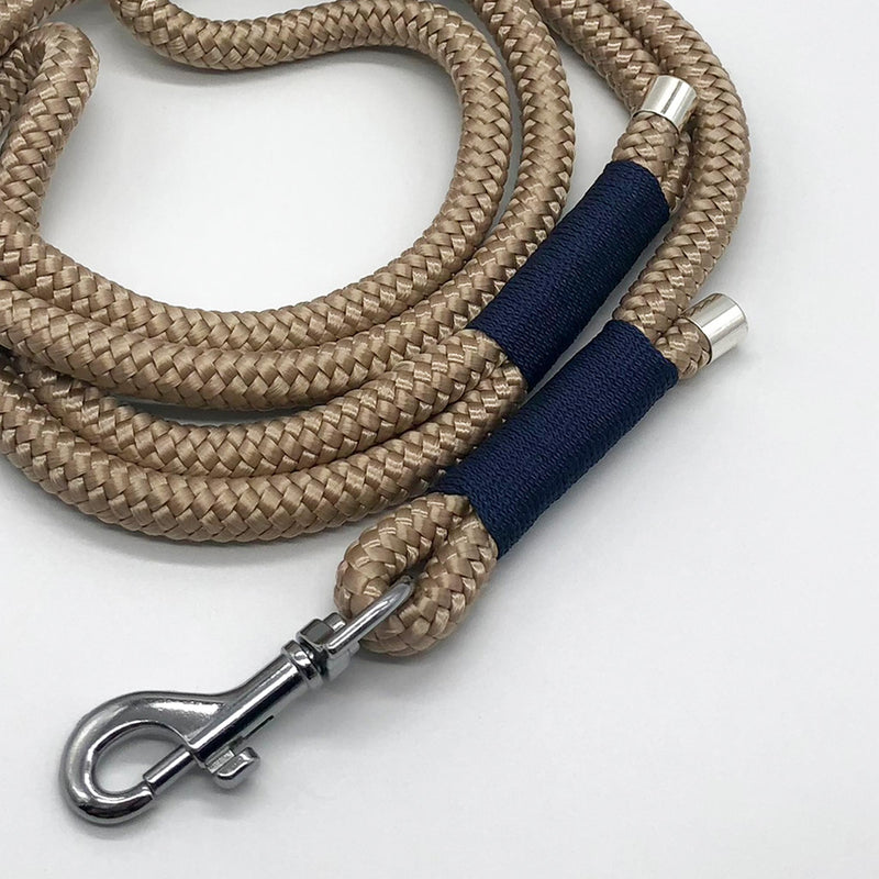 herzjubel Hundeleine Seil (PPM) ⋙BEACH WALKIE⋘ beige/marineblau Detailansicht