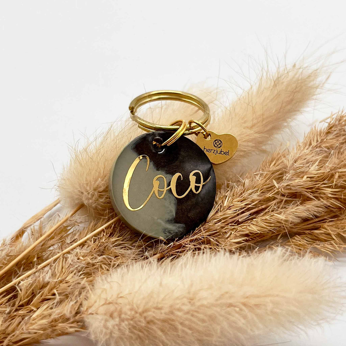 herzjubel Hundemarke ⋙CAPPUCCINO CHARM⋘ Personalisierungsbeispiel gold