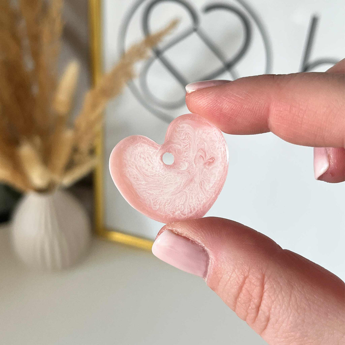 Hundemarke Herz zweifarbig/gemustert rosa/weiss - Einzelstück