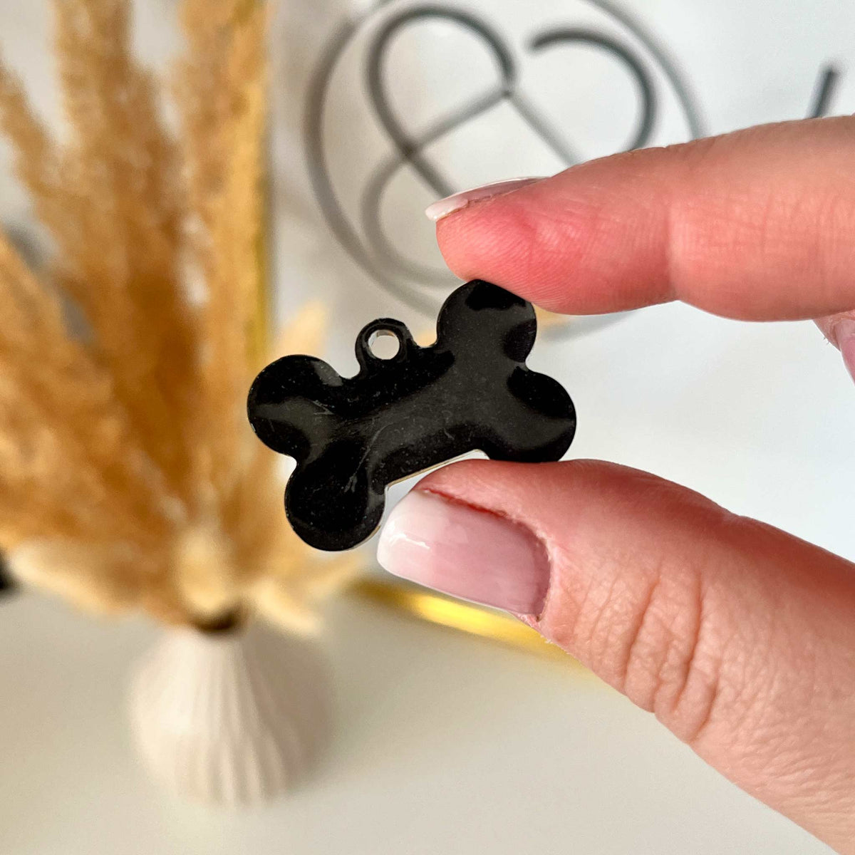 Hundemarke Knochen klein schwarz - Einzelstück