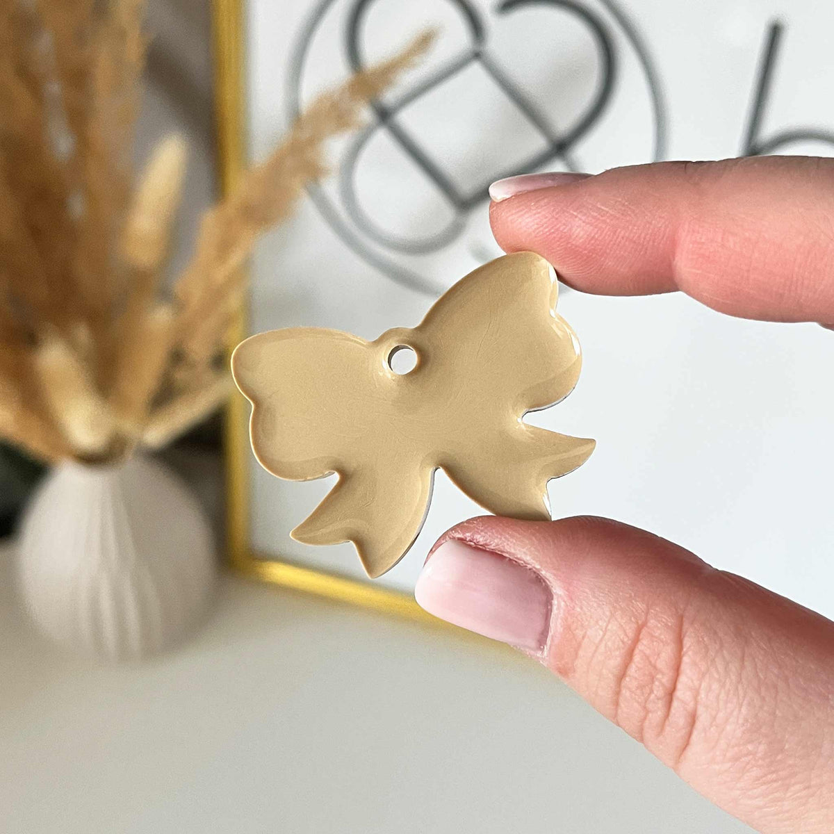 Hundemarke Schleife beige - Einzelstück
