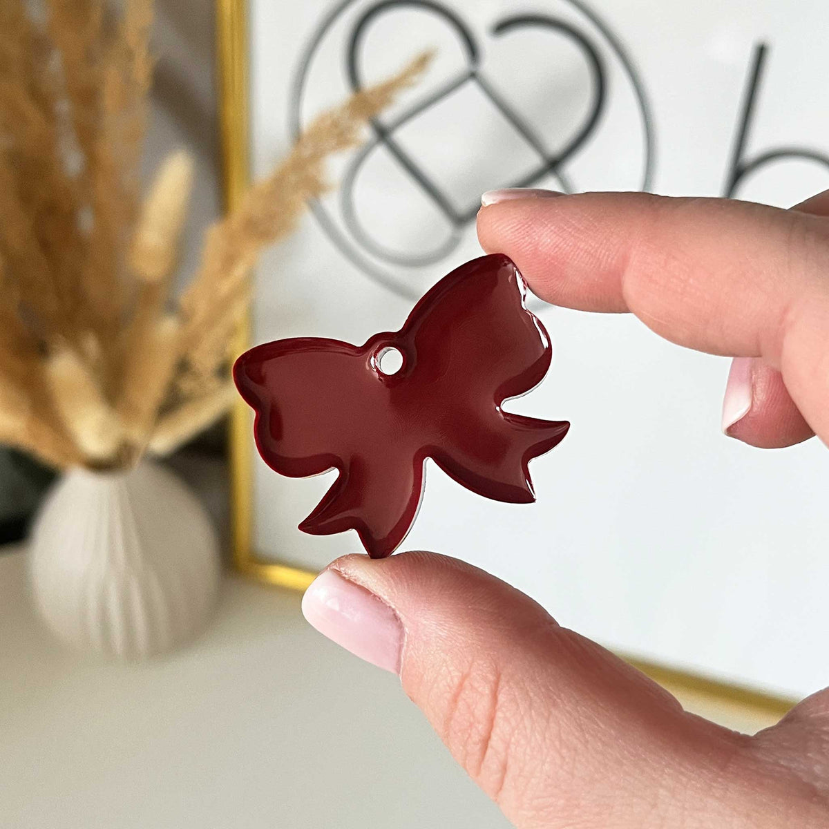 Hundemarke Schleife burgundrot - Einzelstück