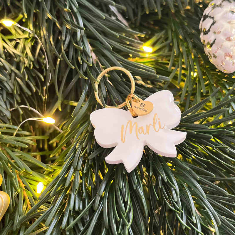 herzjubel Hundemarke Schleife ⋙WHITE GRACE⋘