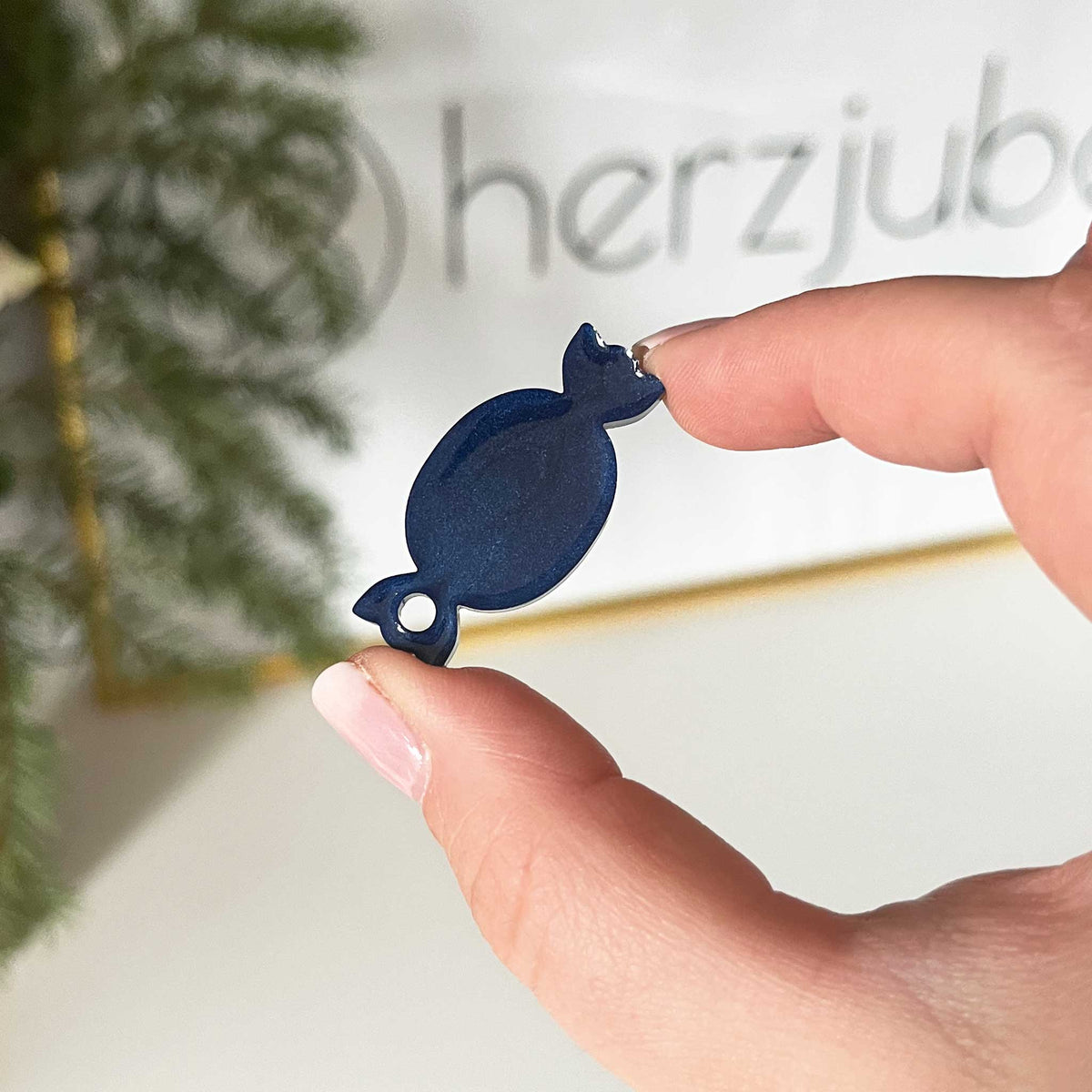 Hundemarke Bonbon blau - Einzelstück