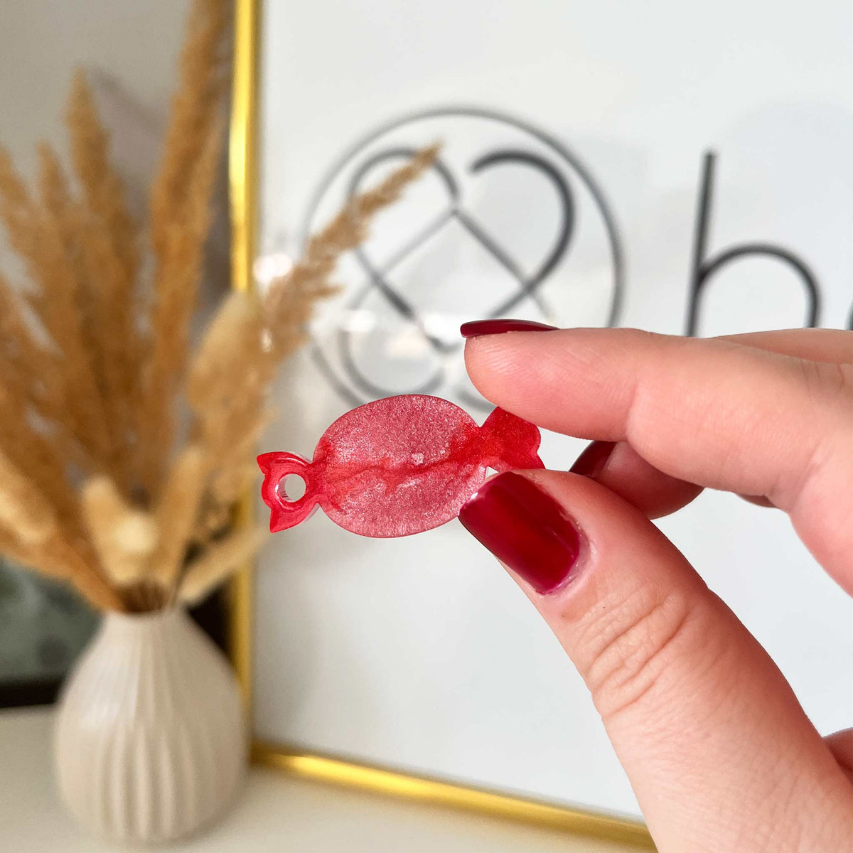 Hundemarke Bonbon pink/rot - Einzelstück