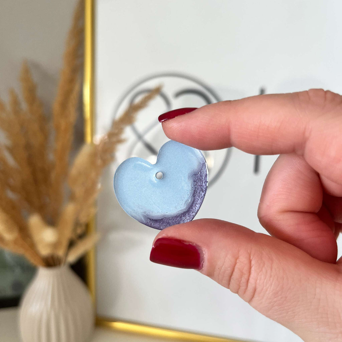 Hundemarke Herz zweifarbig hellblau/lila - Einzelstück