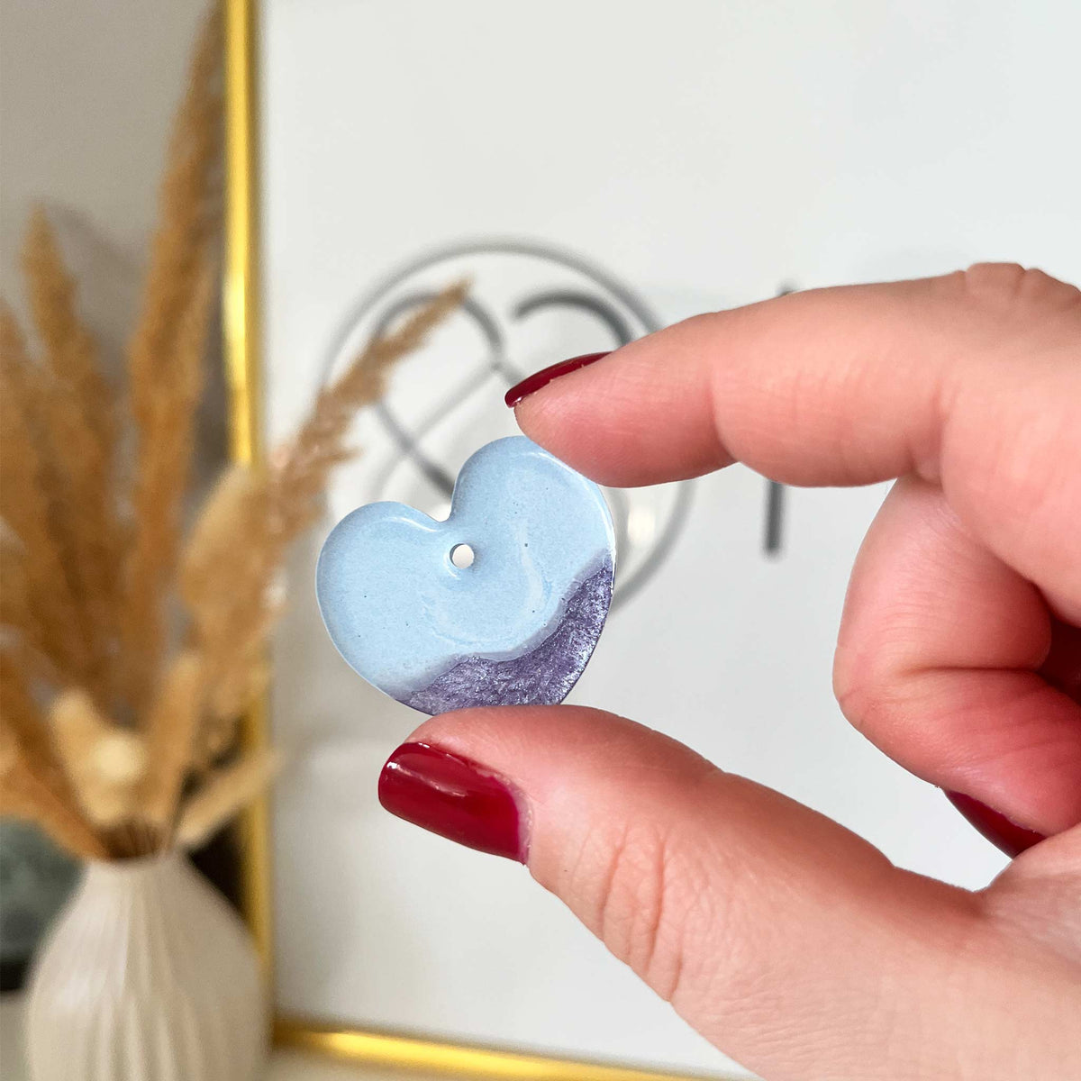 Hundemarke Herz zweifarbig hellblau/lila - Einzelstück