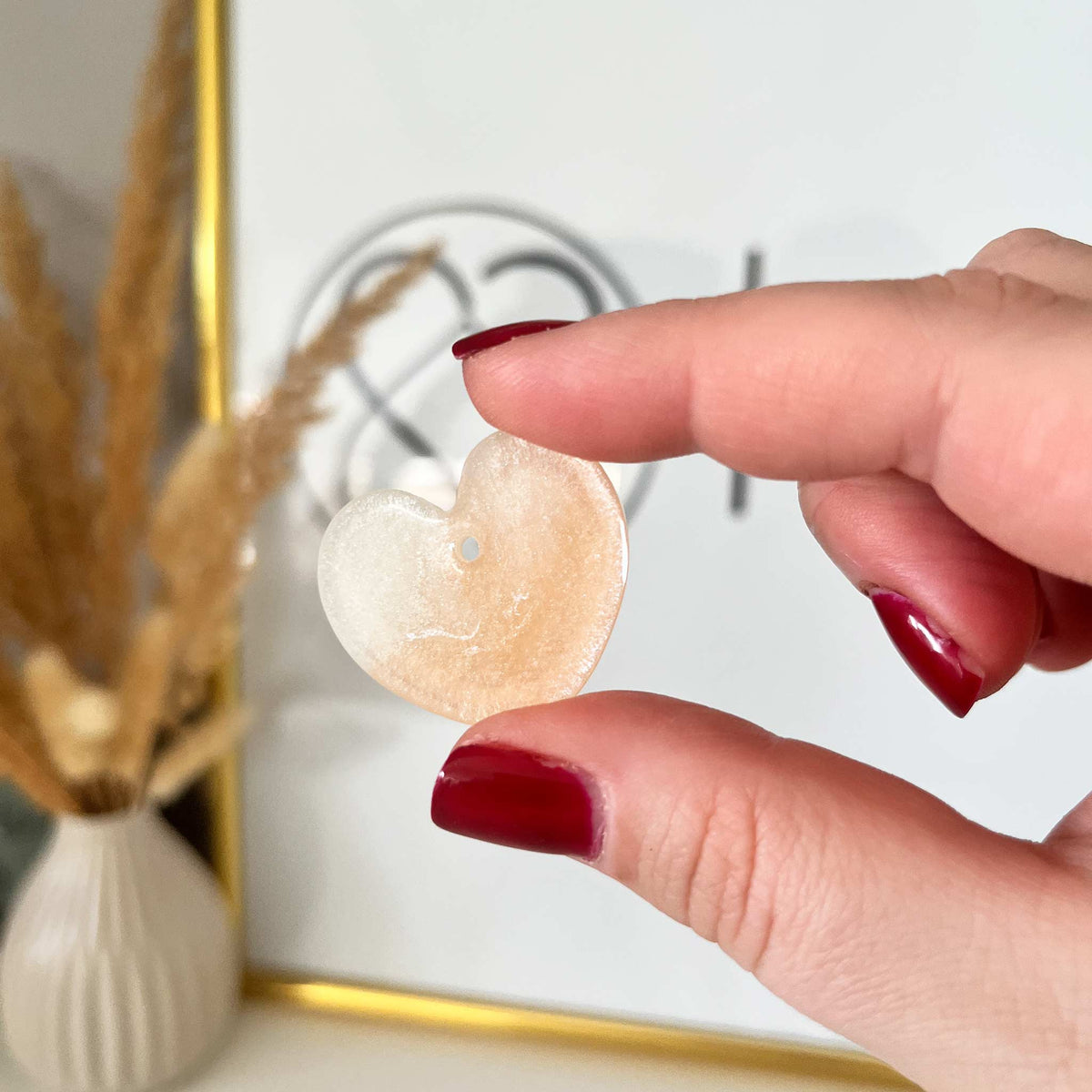 Hundemarke Herz zweifarbig ivory/peach - Einzelstück