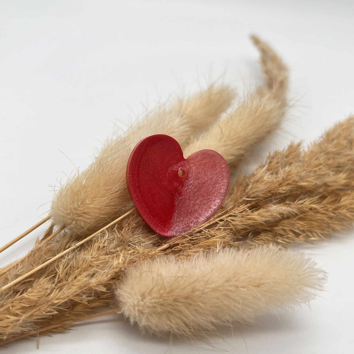 Hundemarke Herz zweifarbig rot/pink - Einzelstück